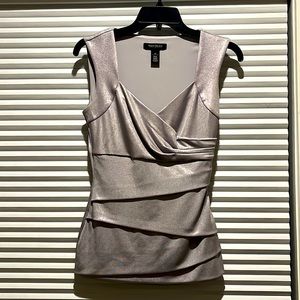 Silver sleeveless blouse from White House Black Market